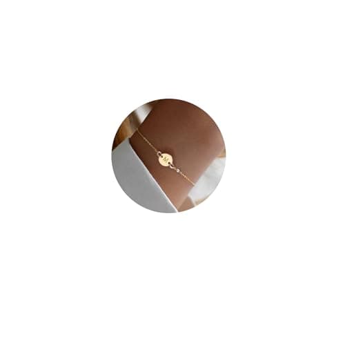 Personalized 18K Gold Plated Stainless Steel Initial Disc Bracelet for Women