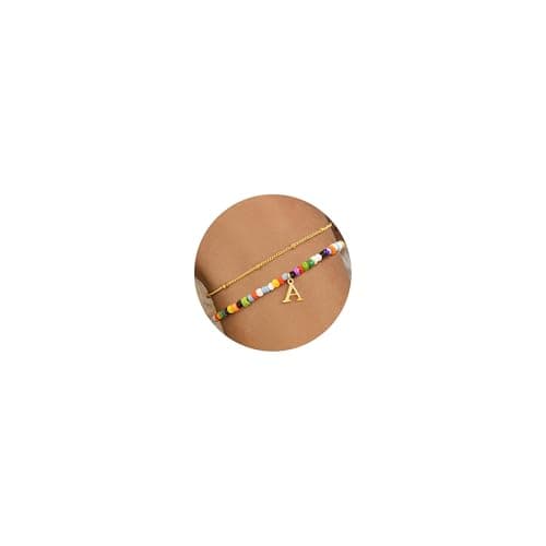Turandoss Dainty 18K Gold Plated Initial Bracelet