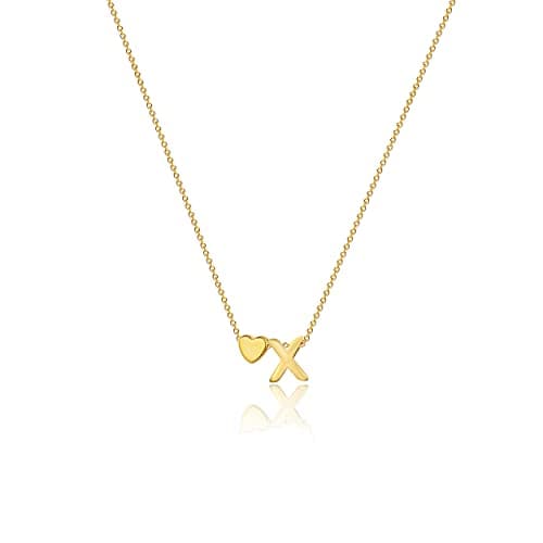 VIROMY Gold Initial Heart Necklace for Women Dainty 14K Gold Plated Pendant Jewelry
