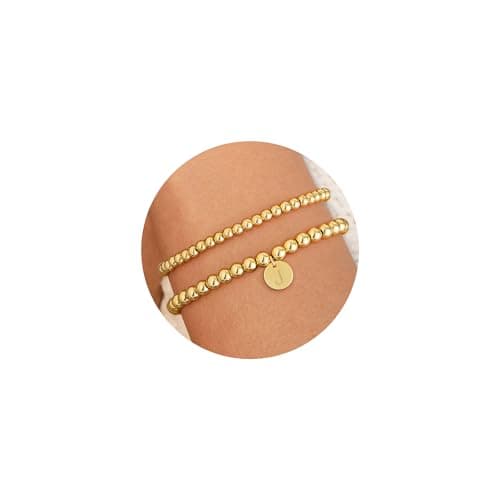 Honsny Gold Plated Initial Bracelet Set for Women A-Z Adjustable Charms