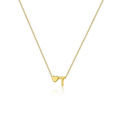 VIROMY Gold Initial Heart Necklace for Women Dainty 14K Gold Plated Pendant Jewelry