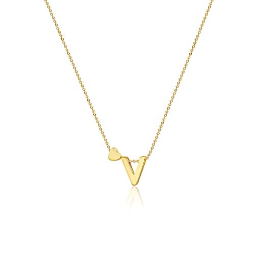 VIROMY Gold Initial Heart Necklace for Women Dainty 14K Gold Plated Pendant Jewelry