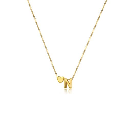 VIROMY Gold Initial Heart Necklace for Women Dainty 14K Gold Plated Pendant Jewelry