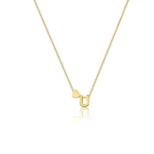 VIROMY Gold Initial Heart Necklace for Women Dainty 14K Gold Plated Pendant Jewelry