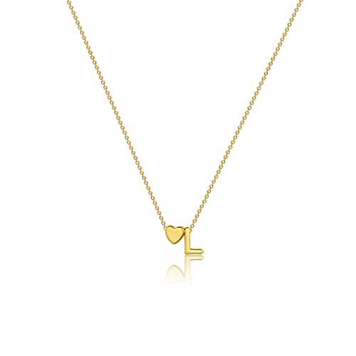 VIROMY Gold Initial Heart Necklace for Women Dainty 14K Gold Plated Pendant Jewelry