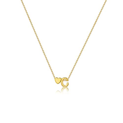 VIROMY Gold Initial Heart Necklace for Women Dainty 14K Gold Plated Pendant Jewelry