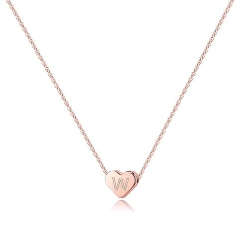 Turandoss Heart Initial Necklaces for Teen Girls - 14K Rose Gold Filled Pendant Jewelry