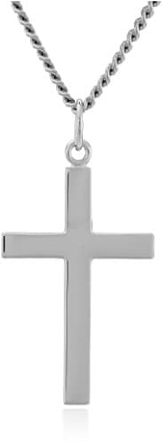 Amazon Essentials Men's Sterling Silver Cross with Lord's Prayer Inscription, 24" Chain