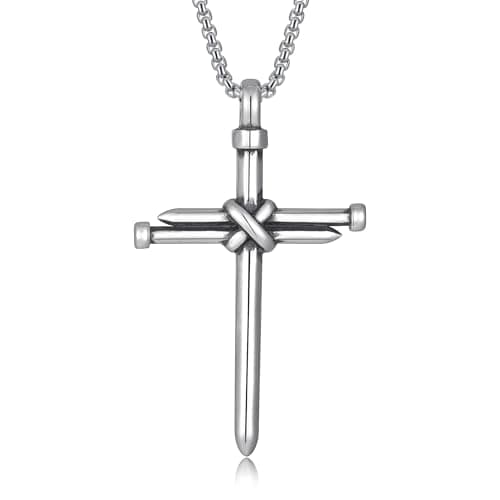HEXALOVA Silver Cross Necklace for Men & Women Gothic Christian Jewelry