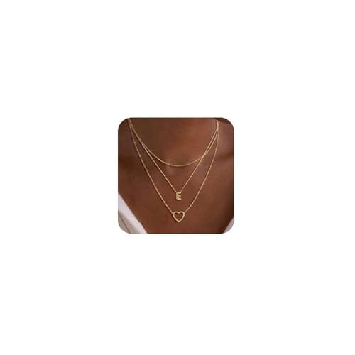 Coshilta Women's Trendy Heart Letter 14k Gold Plated Layered Necklace