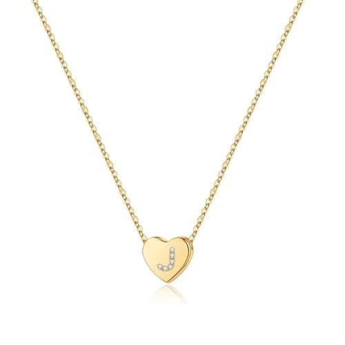 Mooham Initial Heart Cubic Zirconia Pendant Necklace for Women