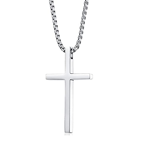 Philippians 4:13 Men's Rnivida Cross Necklace, Stainless Steel Christian Pendant