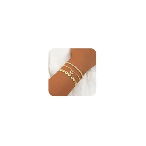 Tasiso 18K Gold Plated Initial Bracelet for Women Dainty Monogram Jewelry Gifts