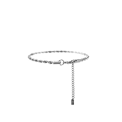 Fashion 21 Stainless Steel Cuban Rope Chain Anklet for Women Adjustable Waterproof Beach Fashion