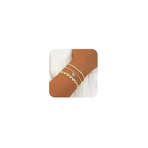 Tasiso 18K Gold Plated Initial Bracelet for Women Dainty Monogram Jewelry Gifts