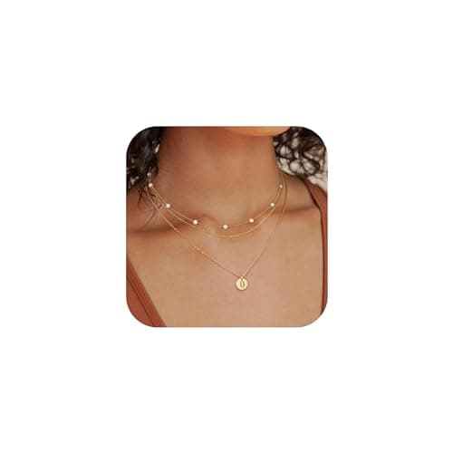 Turandot Layered Pearl Necklaces for Women A-Z Initial Pendant Gifts