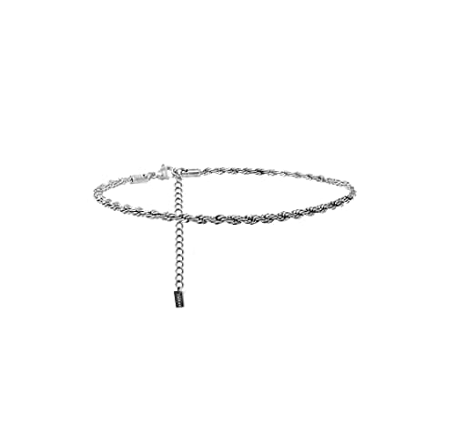 Fashion 21 Stainless Steel Cuban Rope Chain Anklet for Women Adjustable Waterproof Beach Fashion