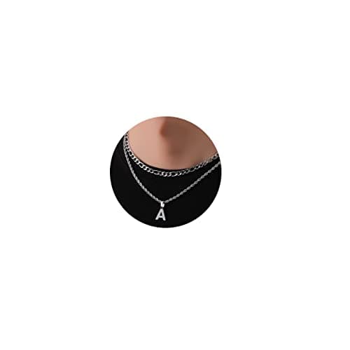 Men's Figaro Twist Initial Pendant Necklace with Rope Chain JewelryGraduation & Birthday Gift