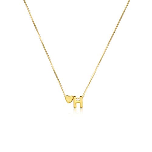 VIROMY Gold Initial Heart Necklace for Women Dainty 14K Gold Plated Pendant Jewelry