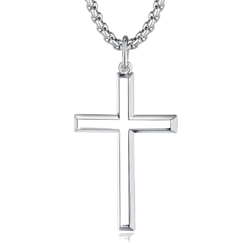 FANCIME Sterling Silver Cross Necklace for Men and Women