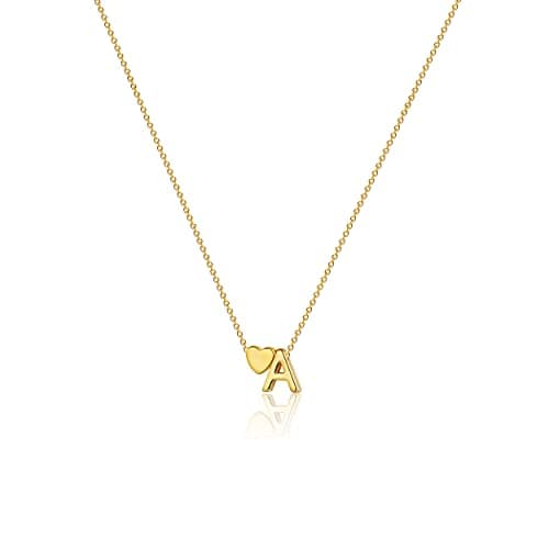 VIROMY Gold Initial Heart Necklace for Women Dainty 14K Gold Plated Pendant Jewelry