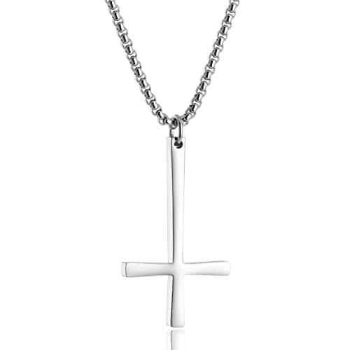HEXALOVA Silver Cross Necklace for Men & Women Gothic Christian Jewelry