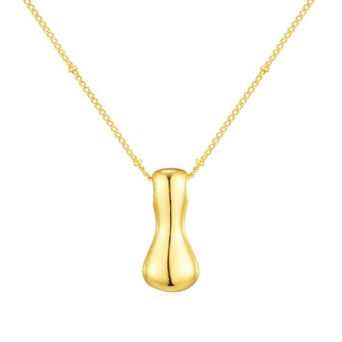 Moiegouct 14K Gold Plated 3D Initial Necklace with Beaded Chain Personalized Jewelry for Women
