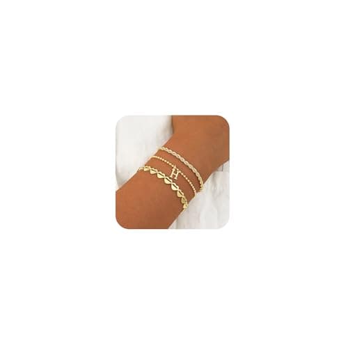 Tasiso 18K Gold Plated Initial Bracelet for Women Dainty Monogram Jewelry Gifts