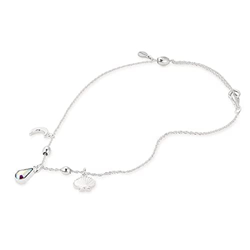 Alex and Ani Women's Adjustable Anklet, Summer Oceanside Charm, Shiny Finish, 11.5 in