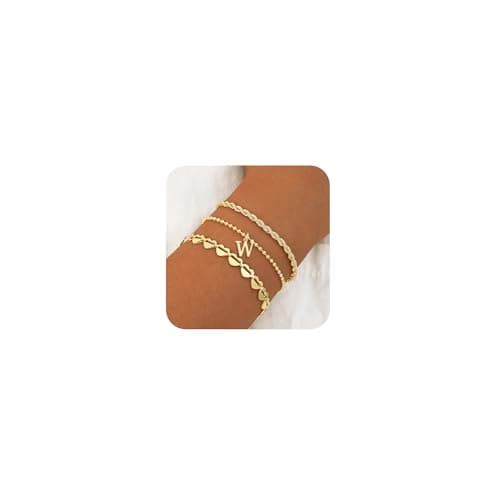 Tasiso 18K Gold Plated Initial Bracelet for Women Dainty Monogram Jewelry Gifts