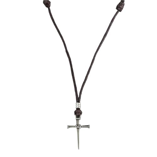 BlueRica Adjustable Cord Necklace with Nail & Cross