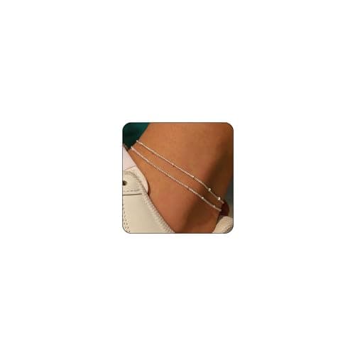 MIDEEO Women's 14K Gold Heart Herringbone Anklets Rhinestone Jewelry Gift