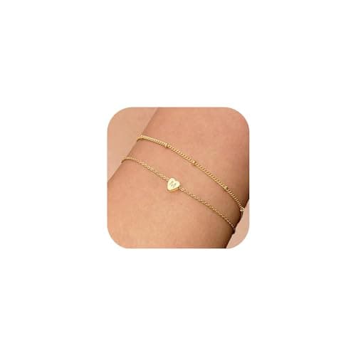 GIFT4U Women's 18K Gold Plated Initial A-Z Heart Bracelet Gift
