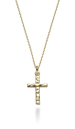 Miabella Italian 925 Sterling Silver Hammered Cross Pendant Necklace 18"