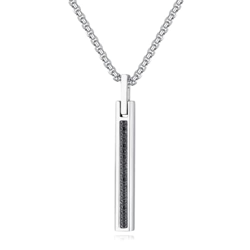 COAI CZ Paved Simple Men's Stainless Steel Silver/Gold Necklace, 20-24" Chain