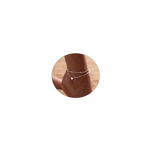 CAROVO 14K Gold Plated/Silver Plated Evil Eye Anklets for Women