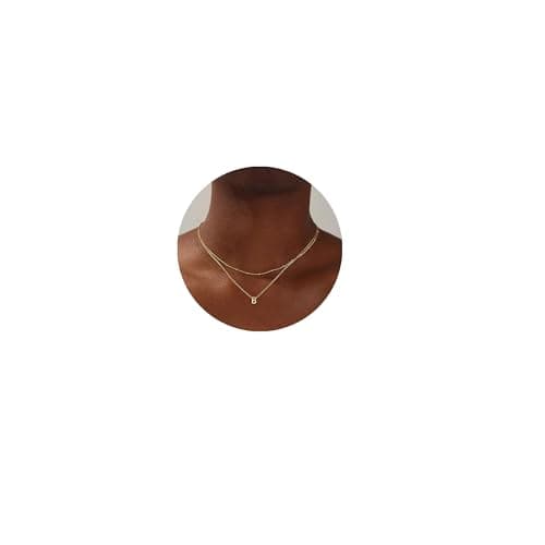 Layered Gold Plated Stainless Steel Initial Pendant Necklace for Women