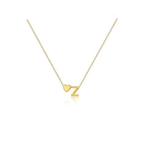 CAROVO 14K Gold Plated Heart Initial Necklaces for Women A-Z
