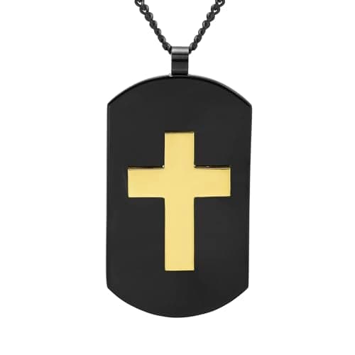 Boston Bay Diamonds Men's Cross Pendant Necklace, 316L Stainless Steel, 24" Curb Chain