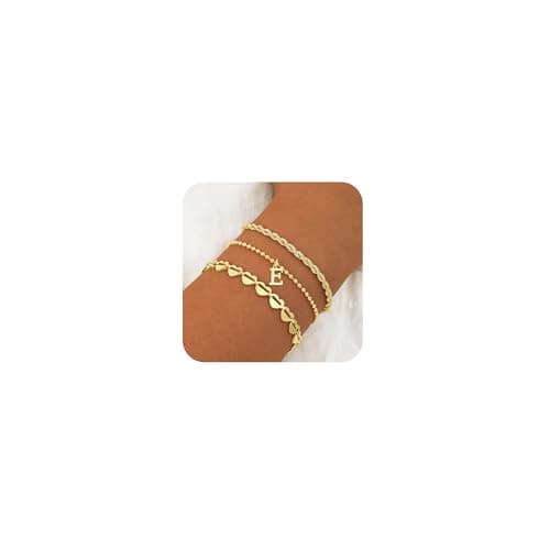 Tasiso 18K Gold Plated Initial Bracelet for Women Dainty Monogram Jewelry Gifts