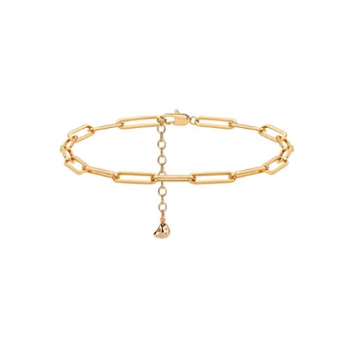 LOYATA 14K Gold Plated Dainty Ankle Bracelet with White CZ Cross Tassel Boho Jewelry for Women
