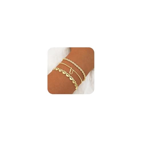 Tasiso 18K Gold Plated Initial Bracelet for Women Dainty Monogram Jewelry Gifts