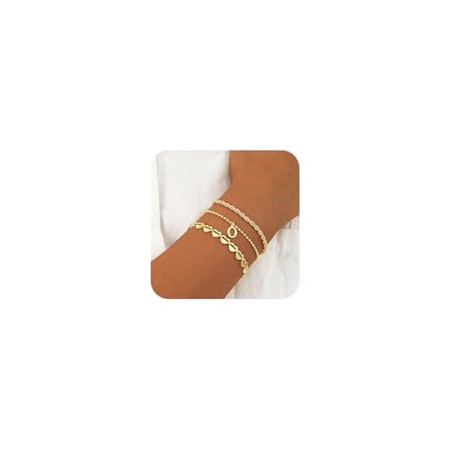 Tasiso 18K Gold Plated Initial Bracelet for Women Dainty Monogram Jewelry Gifts
