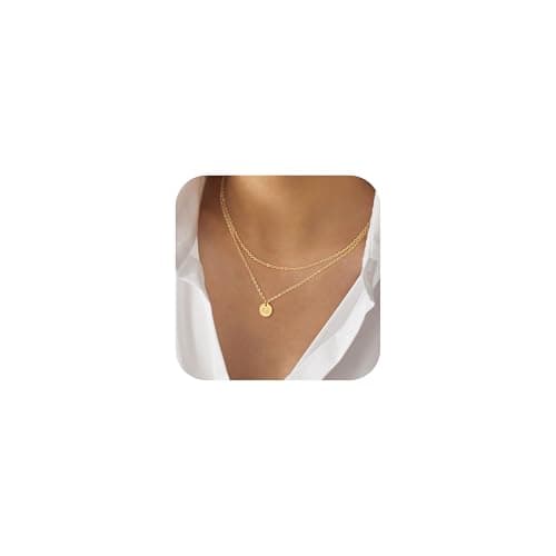Ursteel Women's Initial Necklace - 16k Gold Layered Choker with Personalized A-Z Coin Pendant