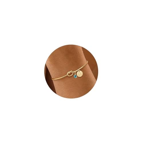 KAERUN 14K Gold Plated A-Z Initial Charm Birthstone Bracelet
