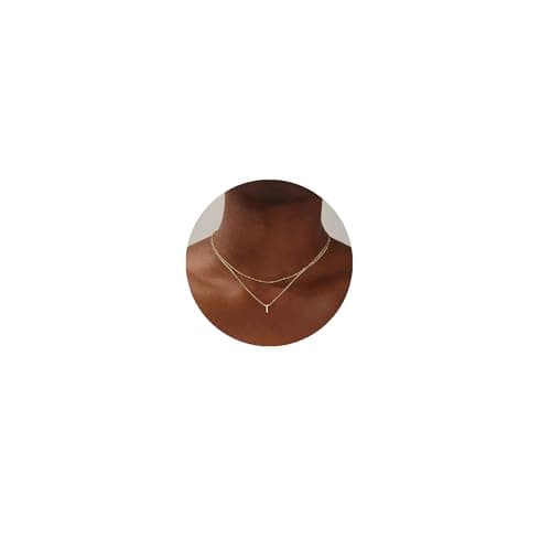 Layered Gold Plated Stainless Steel Initial Pendant Necklace for Women