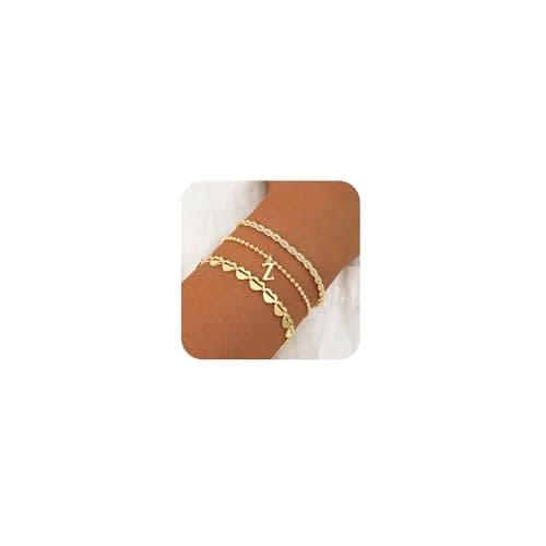 Tasiso 18K Gold Plated Initial Bracelet for Women Dainty Monogram Jewelry Gifts