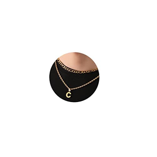 Men's Figaro Twist Initial Pendant Necklace with Rope Chain JewelryGraduation & Birthday Gift