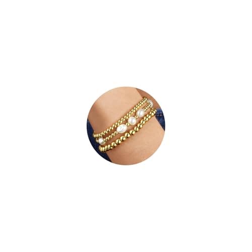 Badu Gold Baroque Pearl Beaded Stretch Bracelet for Women