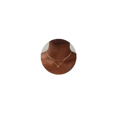 Layered Gold Plated Stainless Steel Initial Pendant Necklace for Women